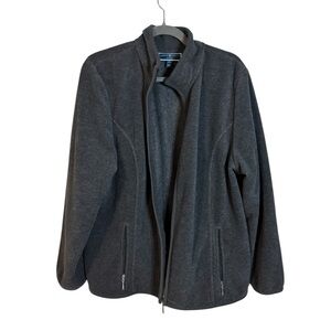Karen Scott Gray Utility Jacket Soft Fleece Full-Zip